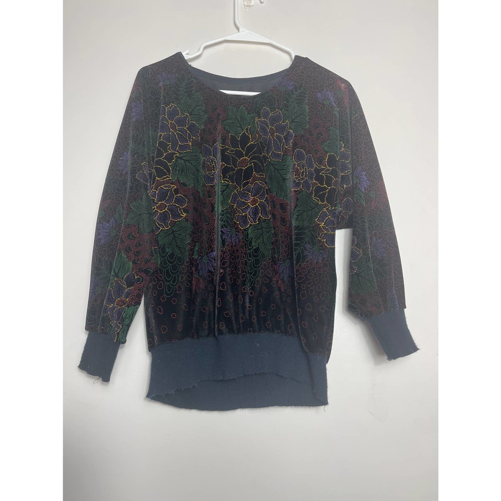 Vintage Metallic Floral Sweater est Size Med